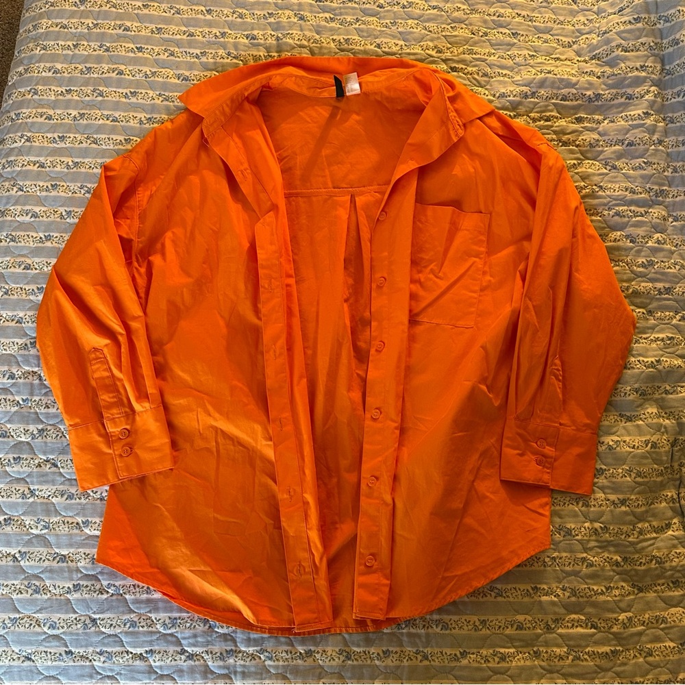 Divided Bright Orange Casual Button Down Shirt